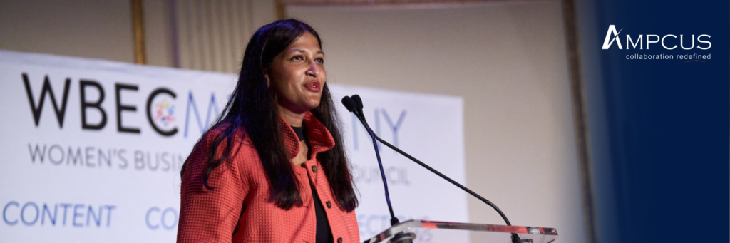 Ampcus CEO Ann Ramakumaran speaking at WBEC Metro NY annual reception
