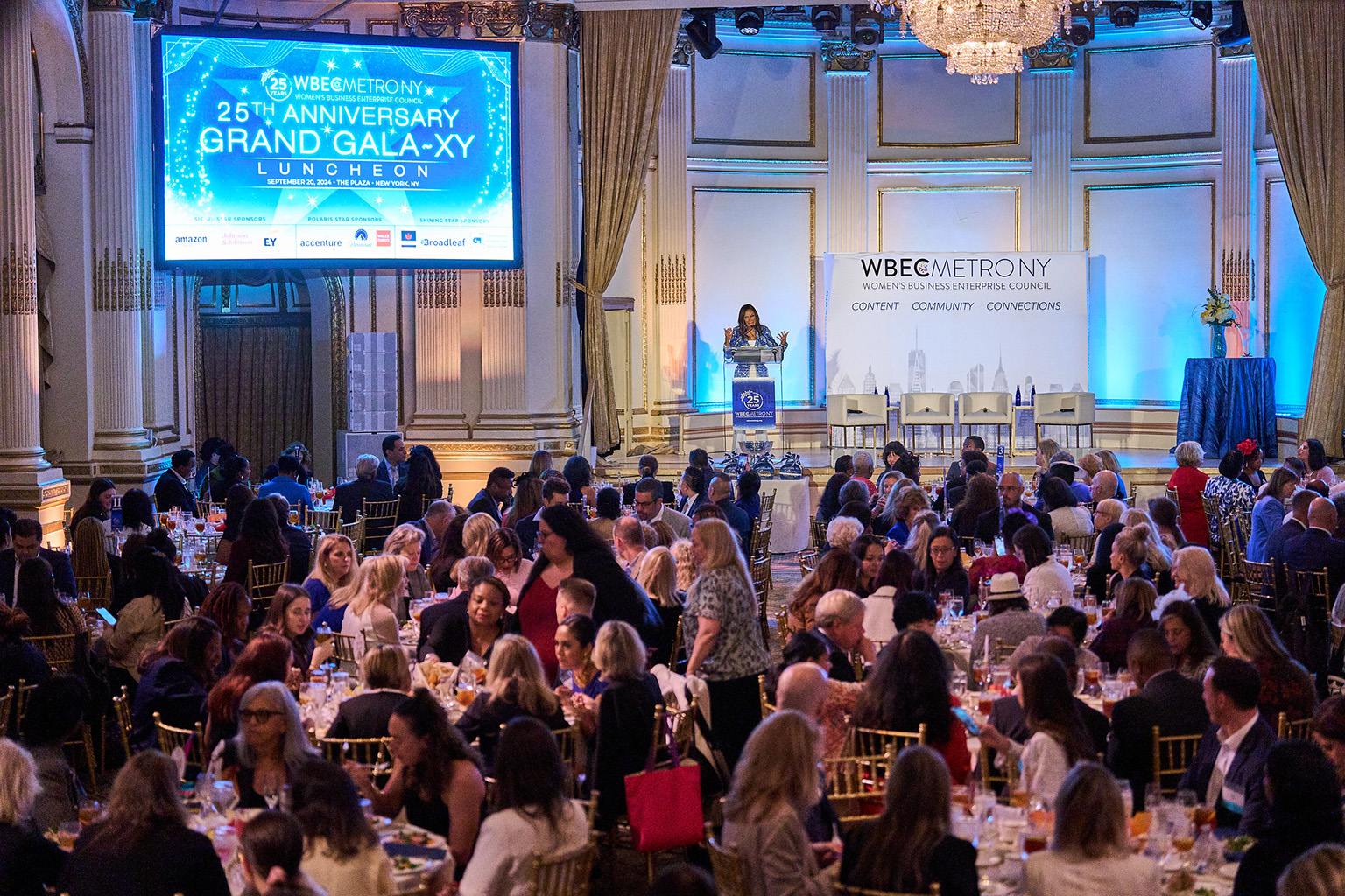 WBEC Metro NY Grand Galaxy Luncheon tables and stage setup