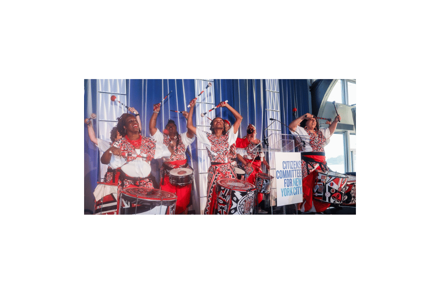 Traditional drum performance at Citizens Committee for New York City event