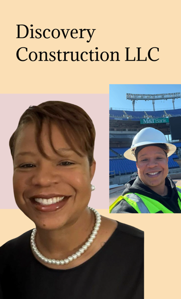 2 photos collage of Aida Massie and text reading "Discovery Construction LLC"