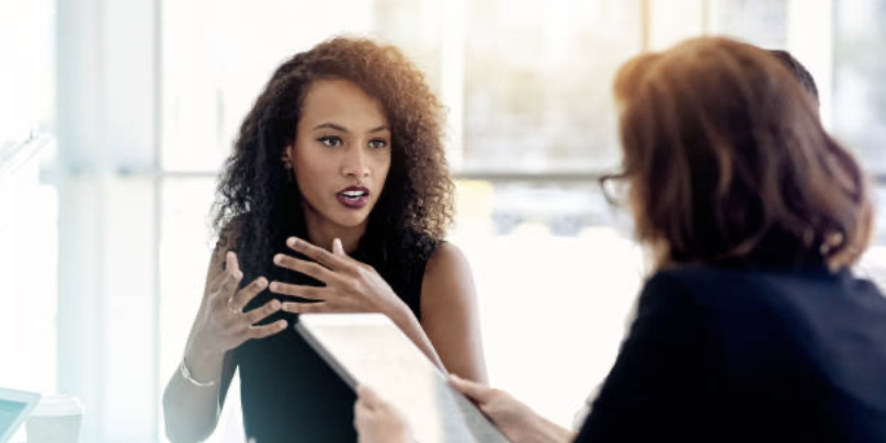 Two businesswomen in a meeting